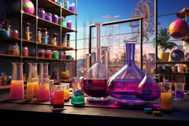 طالب يلقي كلمة الصباح عن أهمية علم الكيمياء بحماس أمام زملائه في طابور المدرسة