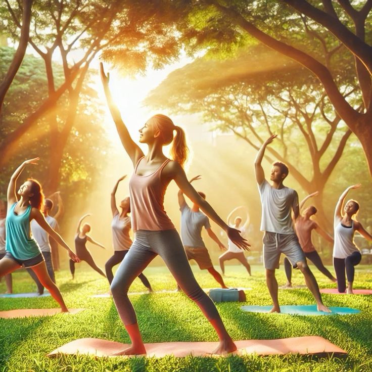 طلاب يقدمون الإذاعة المدرسية بحماس في ساحة المدرسة حول أهمية الرياضة