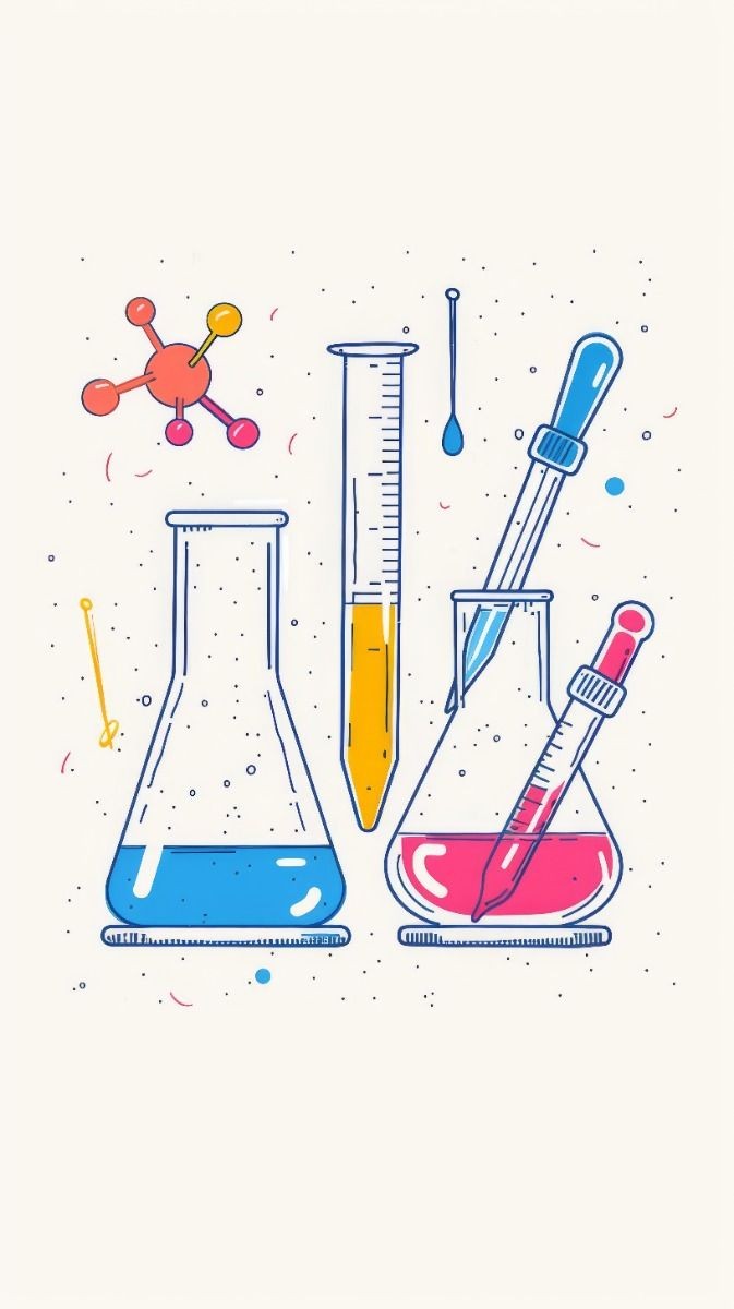 طلاب يقدمون الإذاعة المدرسية في طابور الصباح بحماس، مع لوحة خلفية تعرض رموزاً كيميائية احتفالاً بأسبوع الكيمياء العربي.