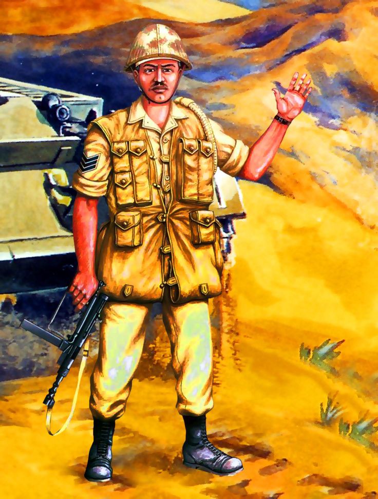 جنود مصريون يرفعون علم مصر بفخر واعتزاز بعد عبور قناة السويس وتحطيم خط بارليف في حرب أكتوبر 1973